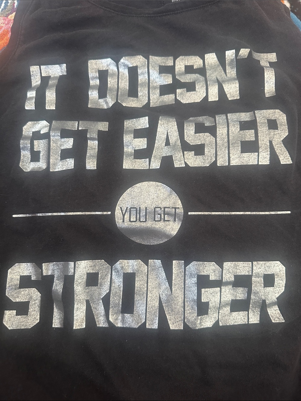 Women's Black Tank Top with Silver Motivational Graphic